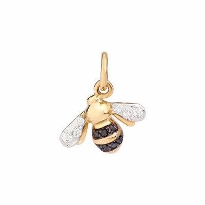 Pendentif DoDo Abeille en or jaune et diamants noirs