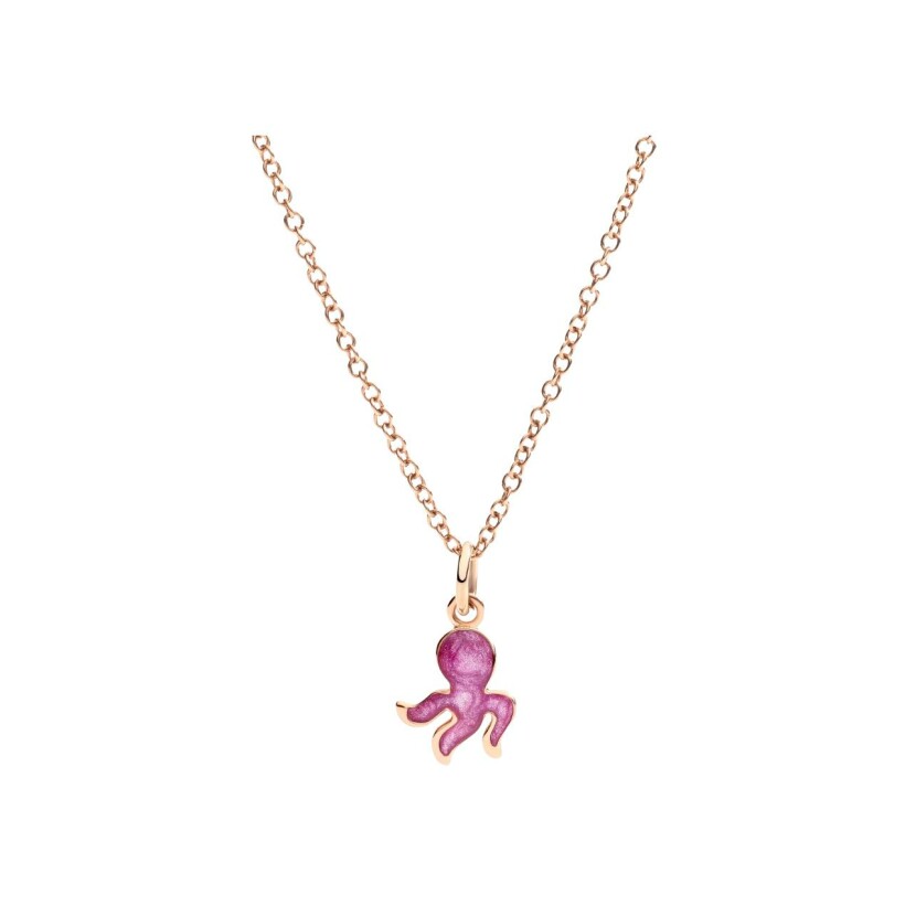 Pendentif DoDo Poulpe en or rose et email violet clair effet nacre