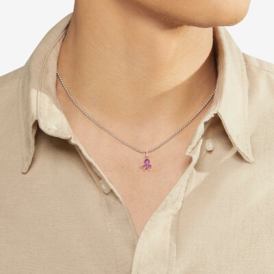 Pendentif DoDo Poulpe en or rose et email violet clair effet nacre