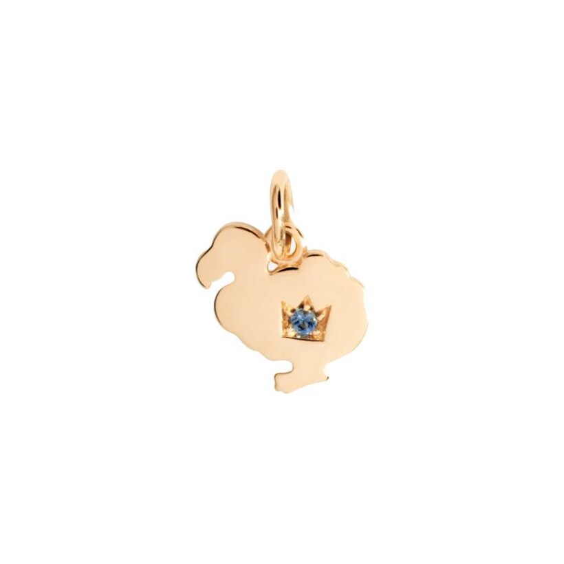 Dodo pendant in rose gold and blue sapphire