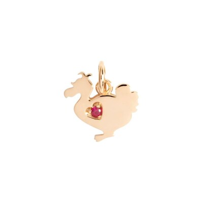 Pendentif Dodo Lady en or rose et rubis