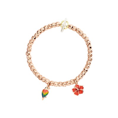 Charm Dodo Nature perroquet en or rose et email