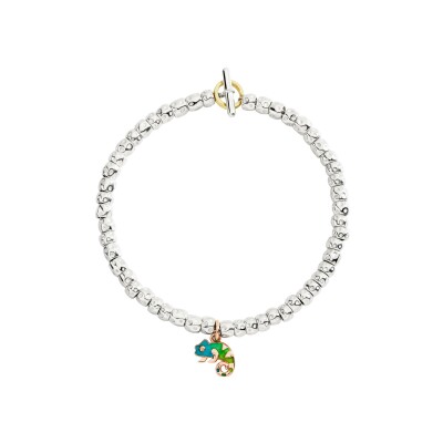 Charm Dodo Nature caméléon en or rose et email