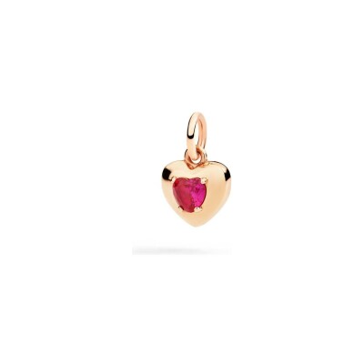 Pendentif Dodo Cœur en or rose et rubis synthétique