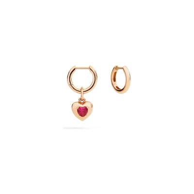Pendentif Dodo Cœur en or rose et rubis synthétique