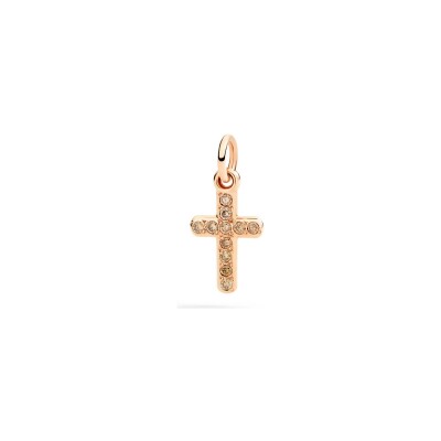 Pendentif croix Dodo Luck en or rose et Diamants bruns