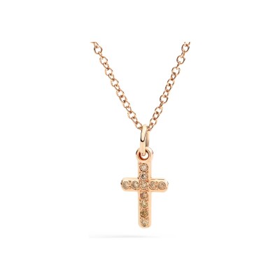Pendentif croix Dodo Luck en or rose et Diamants bruns