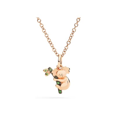 Pendentif Dodo Nature Koala en or rose et tsavorite