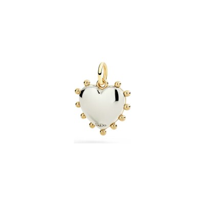 Pendentif cœur Dodo Luck en or jaune, argent et malachite