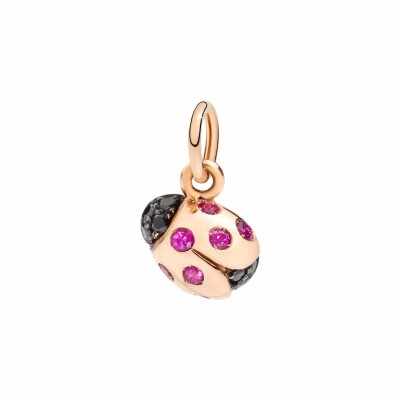 Pendentif DoDo Coccinelle en or rose, rubis et diamants noir 0.08ct