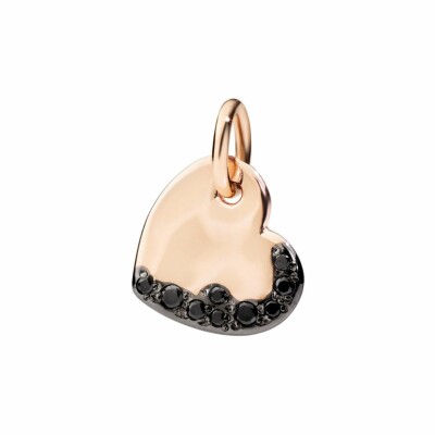 Pendentif DoDo Coeur en or rose et diamants noirs