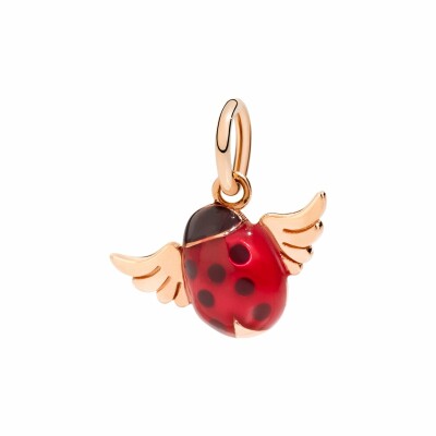 Pendentif DoDo Chance Coccinelle Avec Ailes en or rose et émail