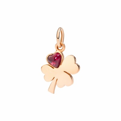 Pendentif DoDo Chance Trèfle À Quatre Feuilles En Forme De Coeur en or rose et émail