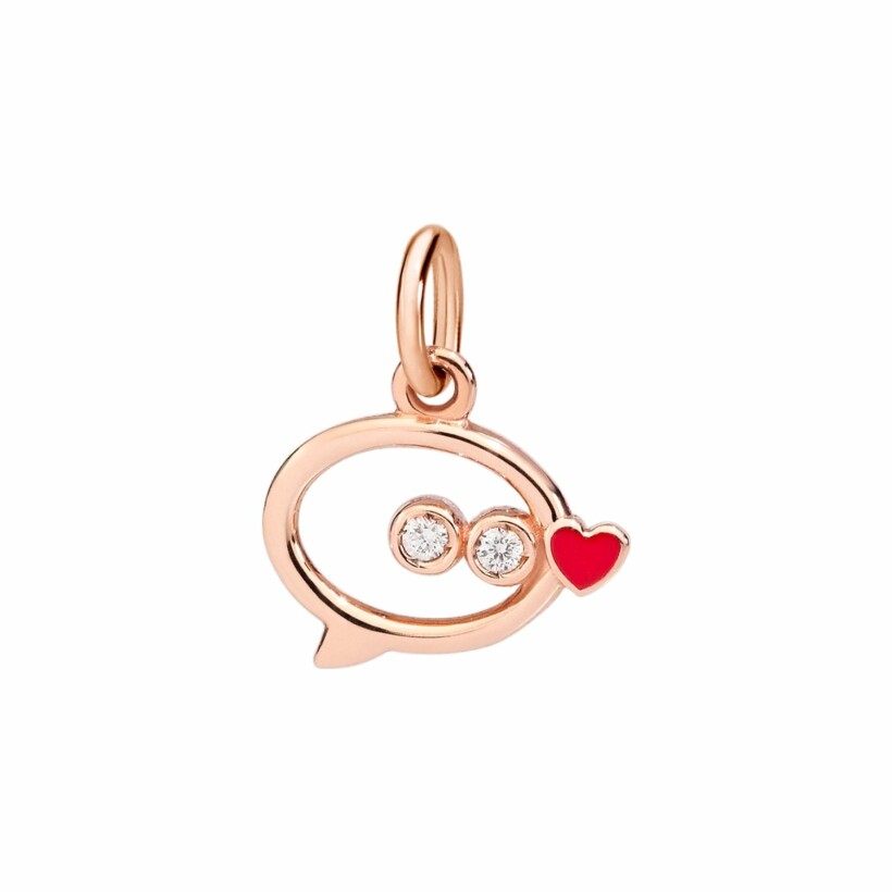 DoDo Speech Bubble pendant, rose gold and enamel and diamonds