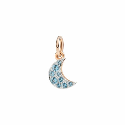 Pendentif Dodo Lune en or rose et topaze bleue