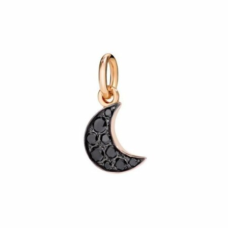 Pendentif DoDo Lune en Or rose et Diamant noir