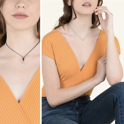 Pendentif Dodo trèfle à quatre feuilles en or blanc et diamants