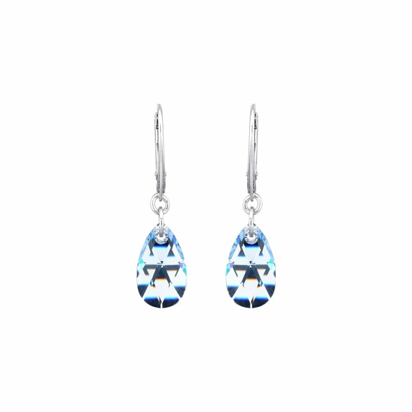 Boucles d'oreilles Indicolite Larme en argent et cristaux bleus