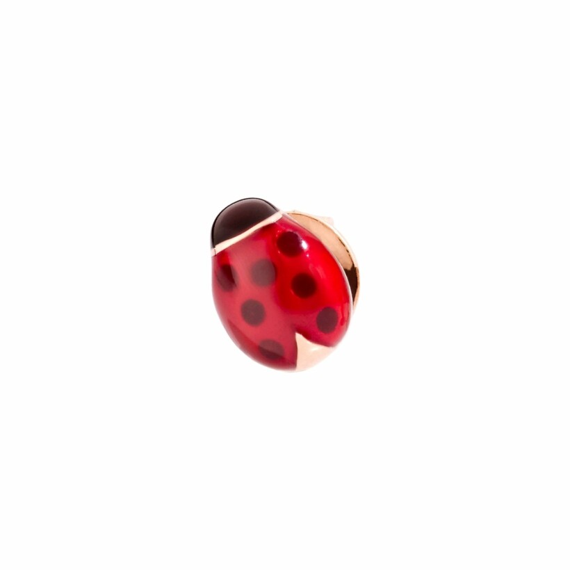 DoDo Chance Ladybird single earring, rose gold and enamel