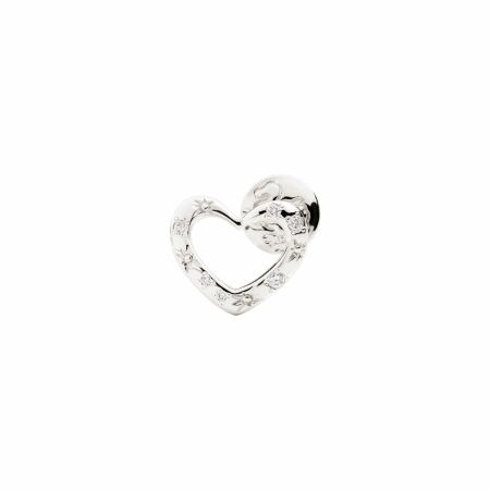 Mono boucle d'oreille DoDo Amour Coeur en or blanc et diamants