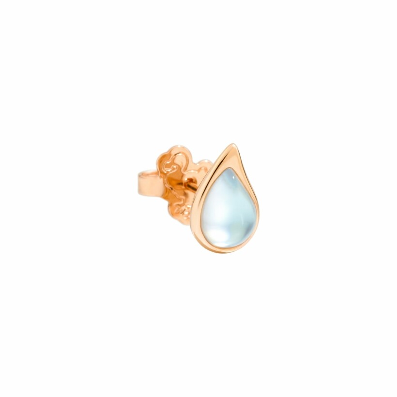 Droplet single earring, rose gold, recycled glass and mother-of-pearl