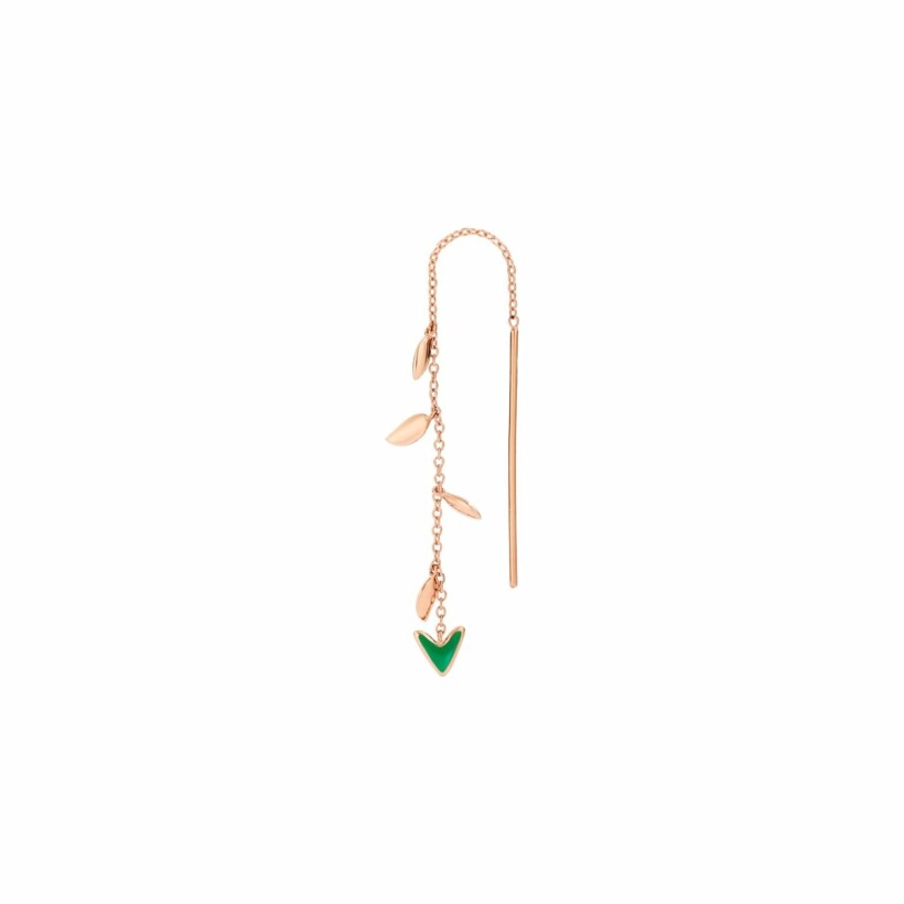 DoDo Arrow single earring, rose gold and green enamel