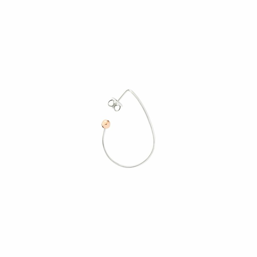 DoDo Oval single earring, silver and rose gold