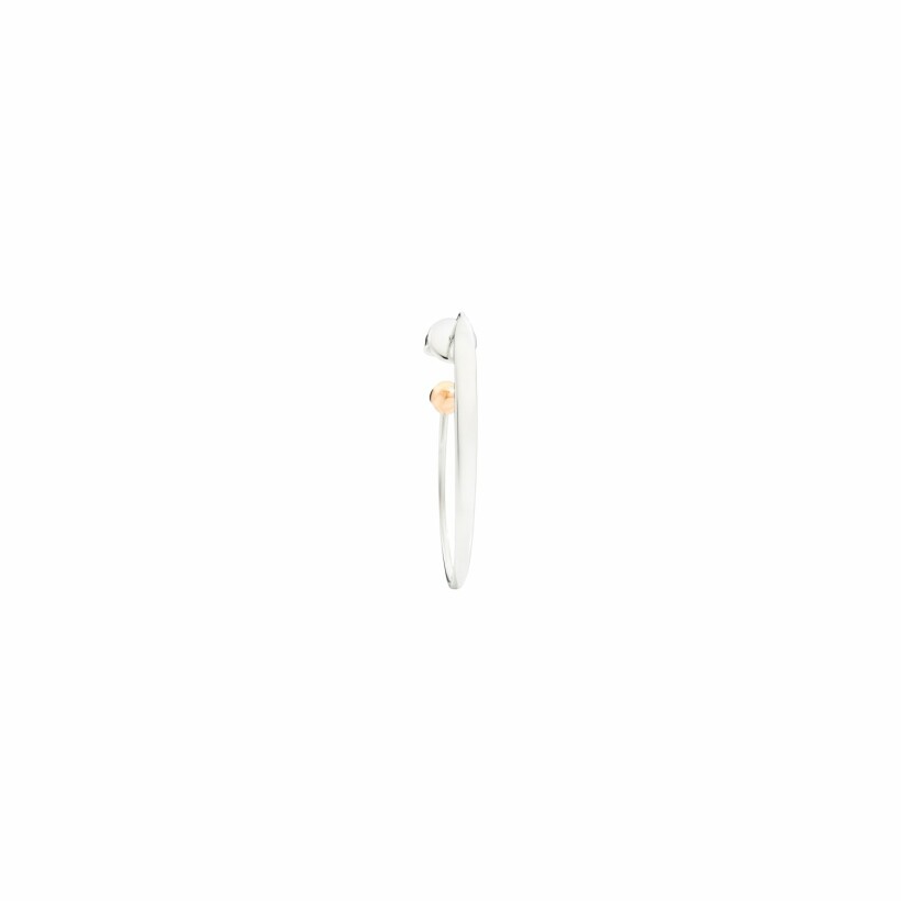DoDo Oval single earring, silver and rose gold