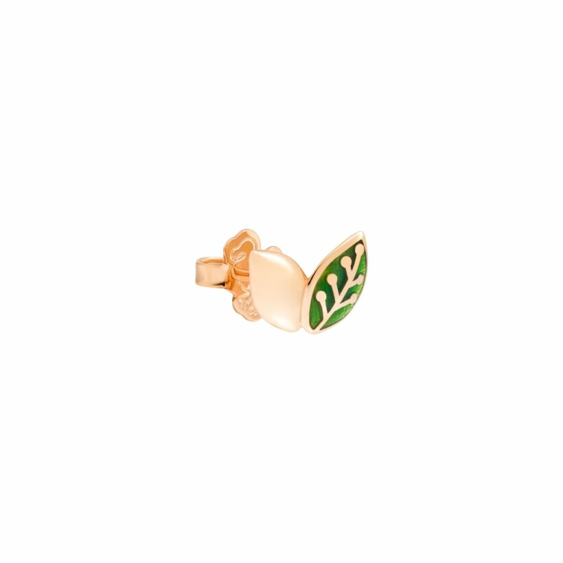 DoDo Leaf single earring, rose gold and enamel