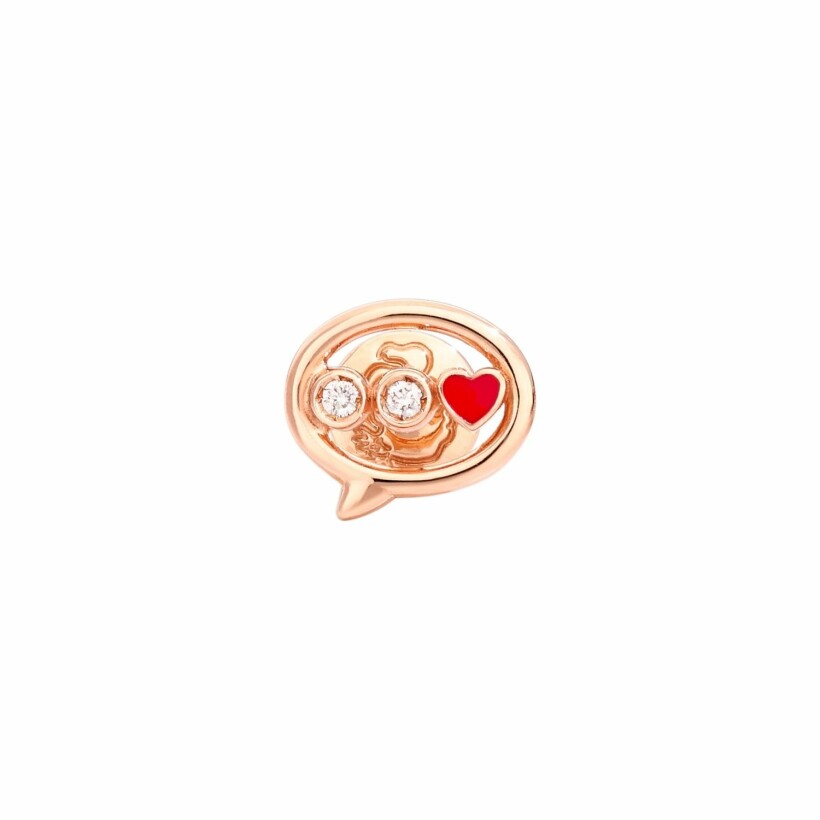 Mono boucle d'oreille DoDo Message en or rose et émail et diamants