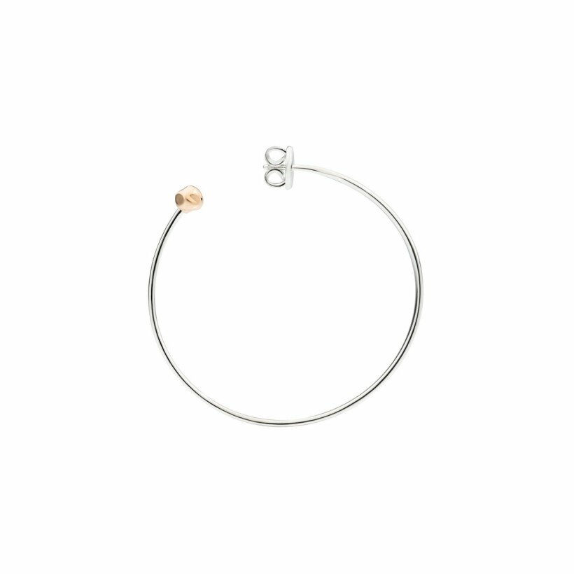 DoDo Creole single earring, silver and rose gold