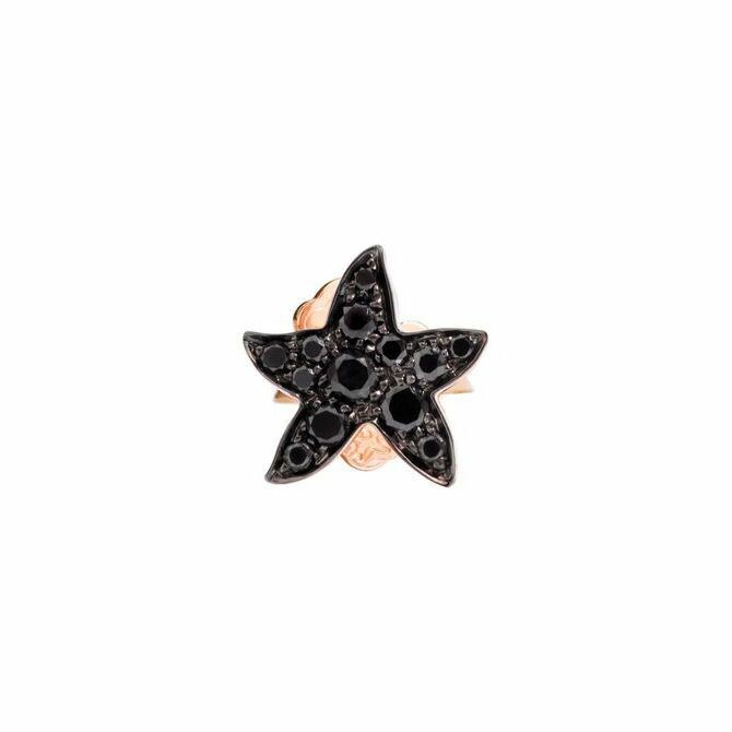 DoDo Starfish single earring, rose gold and black diamonds