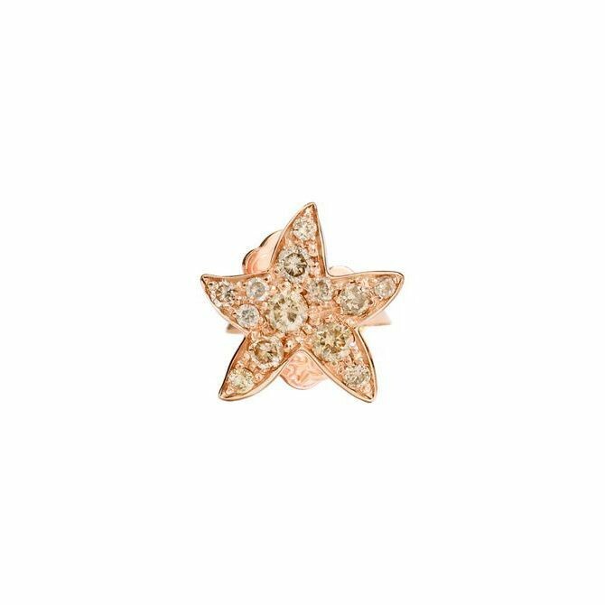 DoDo Starfish single earring, rose gold and brown diamond