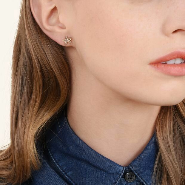 DoDo Starfish single earring, rose gold and brown diamond