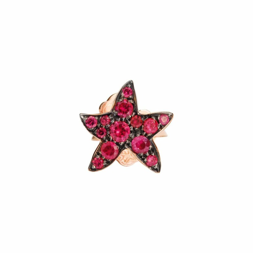 Boucles d'oreilles Dodo étoile de mer en or rose et rubis