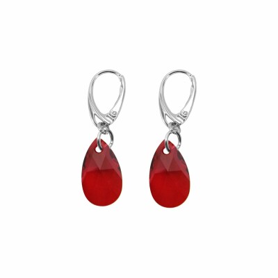 Boucles d'oreilles dormeuses Indicolite Larme en argent rhodié et cristaux