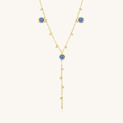 Collier Sàntibé Bijoux Donna en laiton, métal doré et perles céleste