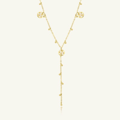 Collier Sàntibé Bijoux Donna en laiton, métal doré et perles blanc doré