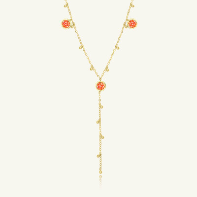 Collier Sàntibé Bijoux Donna en laiton, métal doré et perles corail