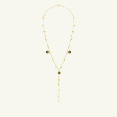 Collier Sàntibé Bijoux Donna en laiton, métal doré et perles multicolore