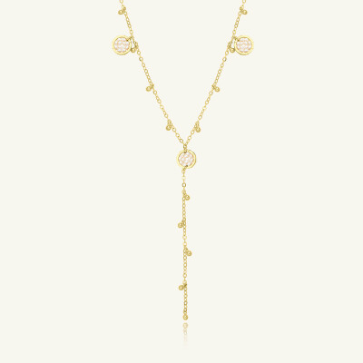 Collier Sàntibé Bijoux Donna en laiton, métal doré et perles sable