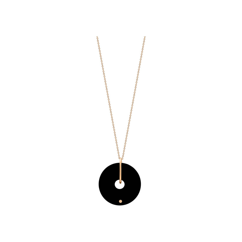 GINETTE NY MINI DONUT on chain, rose gold, onyx