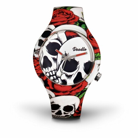 Montre Doodle Skull Mood Blanc