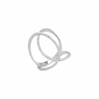 Bague Djula Double C en or blanc et diamants