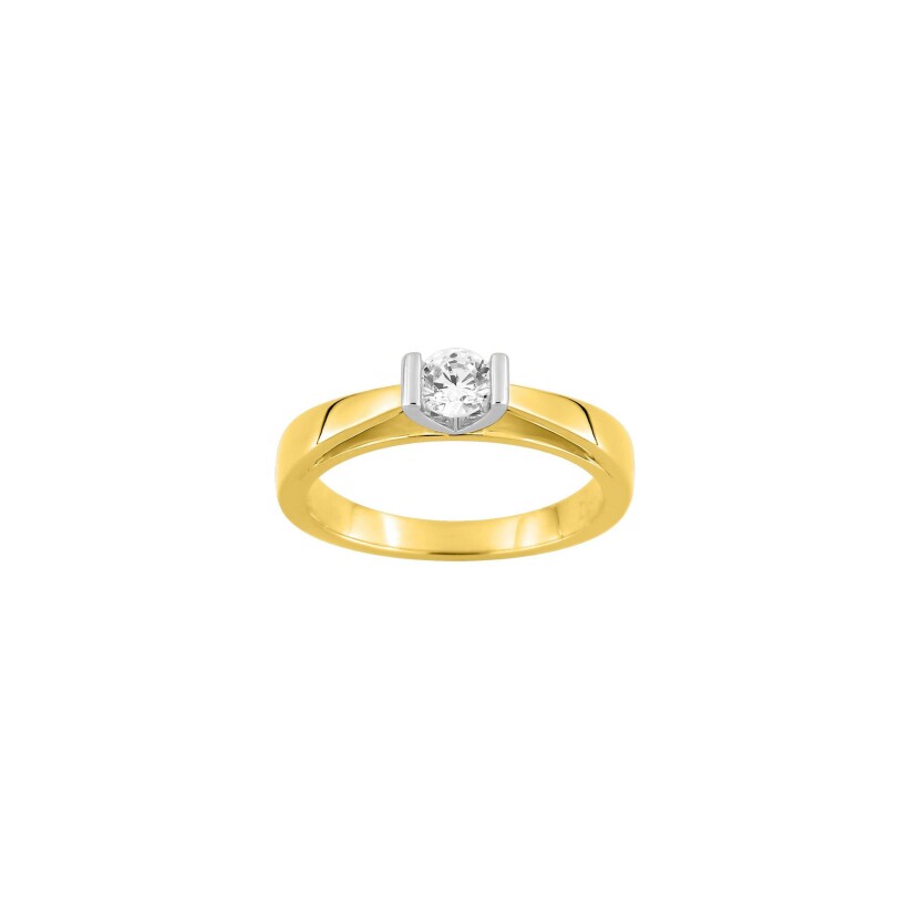 Solitaire Diamanti en or jaune 5g et diamant de synthèse de 0.3ct