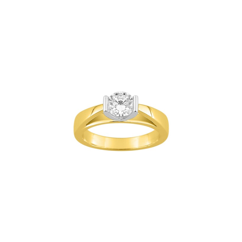 Solitaire Diamanti en or jaune 6.3g et diamant de synthèse de 0.7ct