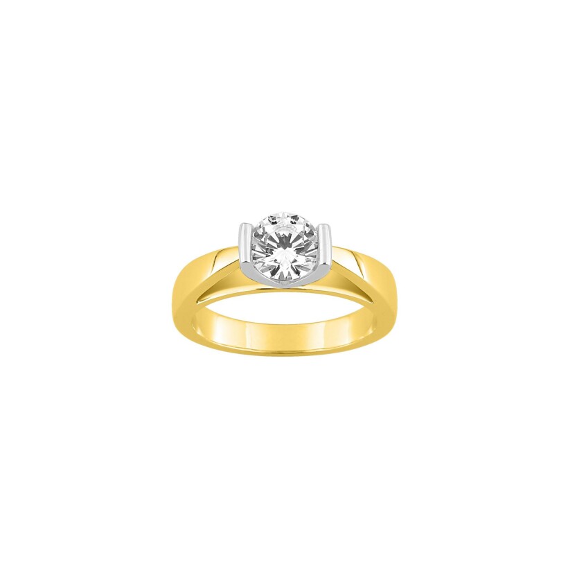 Solitaire Diamanti en or jaune 7g et diamant de synthèse de 1ct