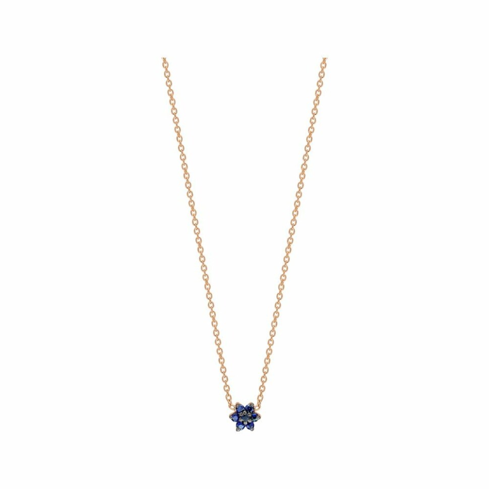 Ginette NY MINI STAR necklace, rose gold and sapphires