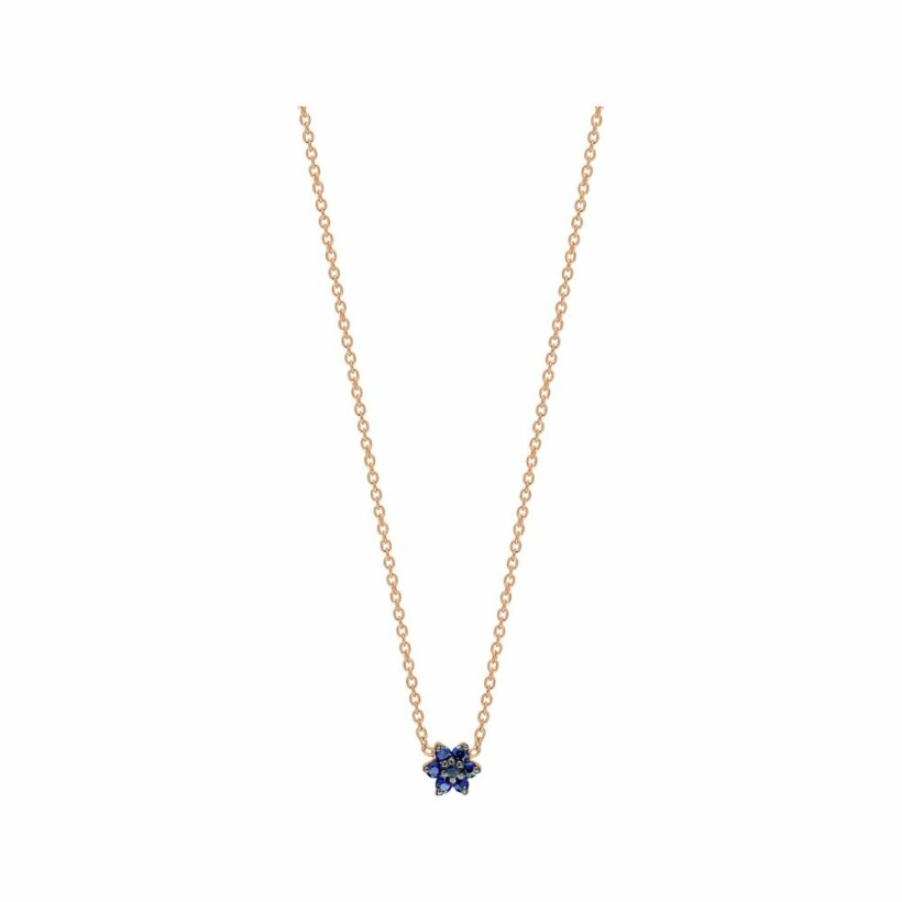 Ginette NY MINI STAR necklace, rose gold and sapphires