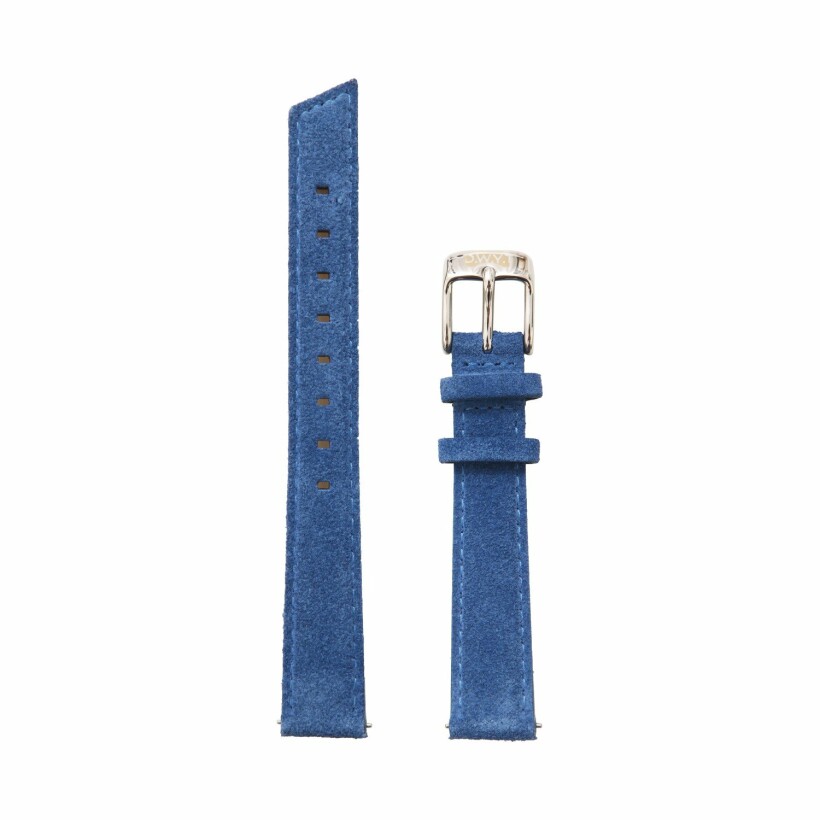 Bracelet de montre DWYT en cuir bleu cobalt argent